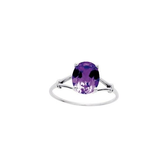 bague or blanc et amethyste